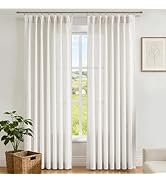 Vision Home Natural Pinch Pleated Sheer Curtains 84 Inches Soft Linen Blended Farmhouse Rustic Li...