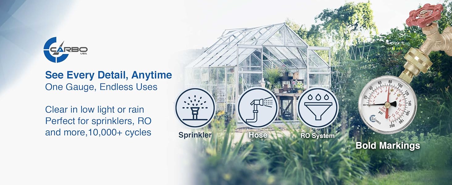 RO units, hydraulic systems, 10,000+ cycles, brass connector, rust-free, 0-200 PSI, indoor.