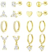 Adoyi 9 Pairs Gold Hoop Earrings Set for Womens Twisted Huggie Hoops Earrings 14K 18K Gold Plated...
