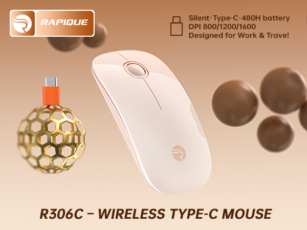 R306C USB C Wireless Mouse for Macbook, iPad, Chromebook