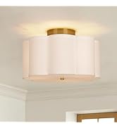 Modern Flush Mount Ceiling Light,3-Light Nursery Light Fixture with Petal-Type White Fabric Shade...