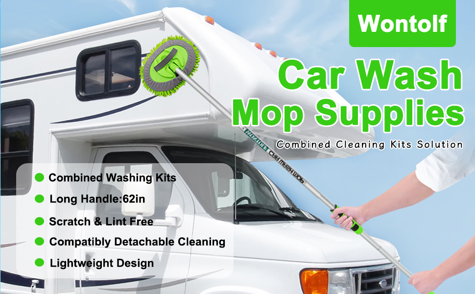 Wontolf Car Wash Brush Mop Kits with Long Handle for Car and Home Cleaning