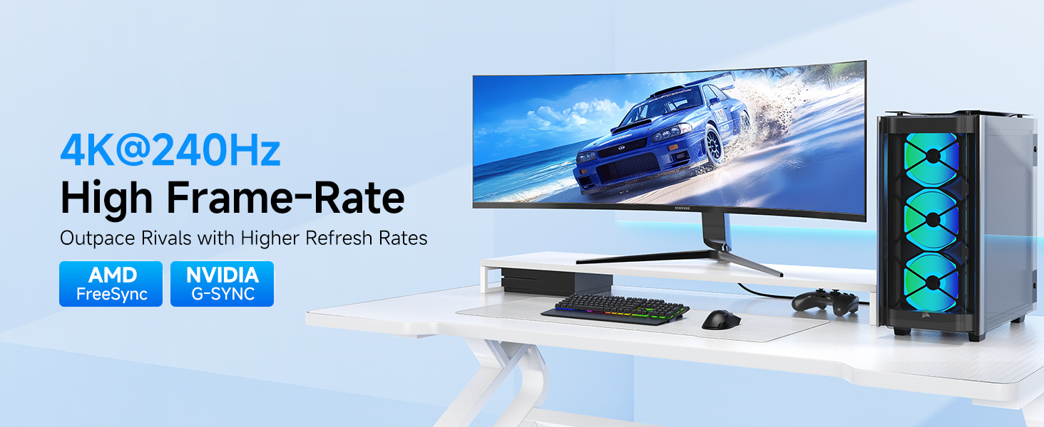 Long Display Port cable for ultra HD video, VR gaming, and professional content creation