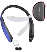 AMORNO Foldable Bluetooth Headphones Wireless Neckband Headset with Retractable Earbuds, Sports S...