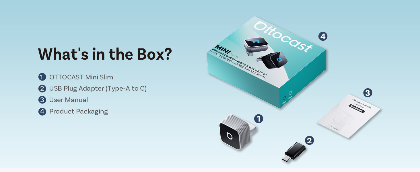 2026 Upgrade Ottocast Mini Cube, 2-in-1 Wireless CarPlay &amp;amp; Android Auto Adapter
