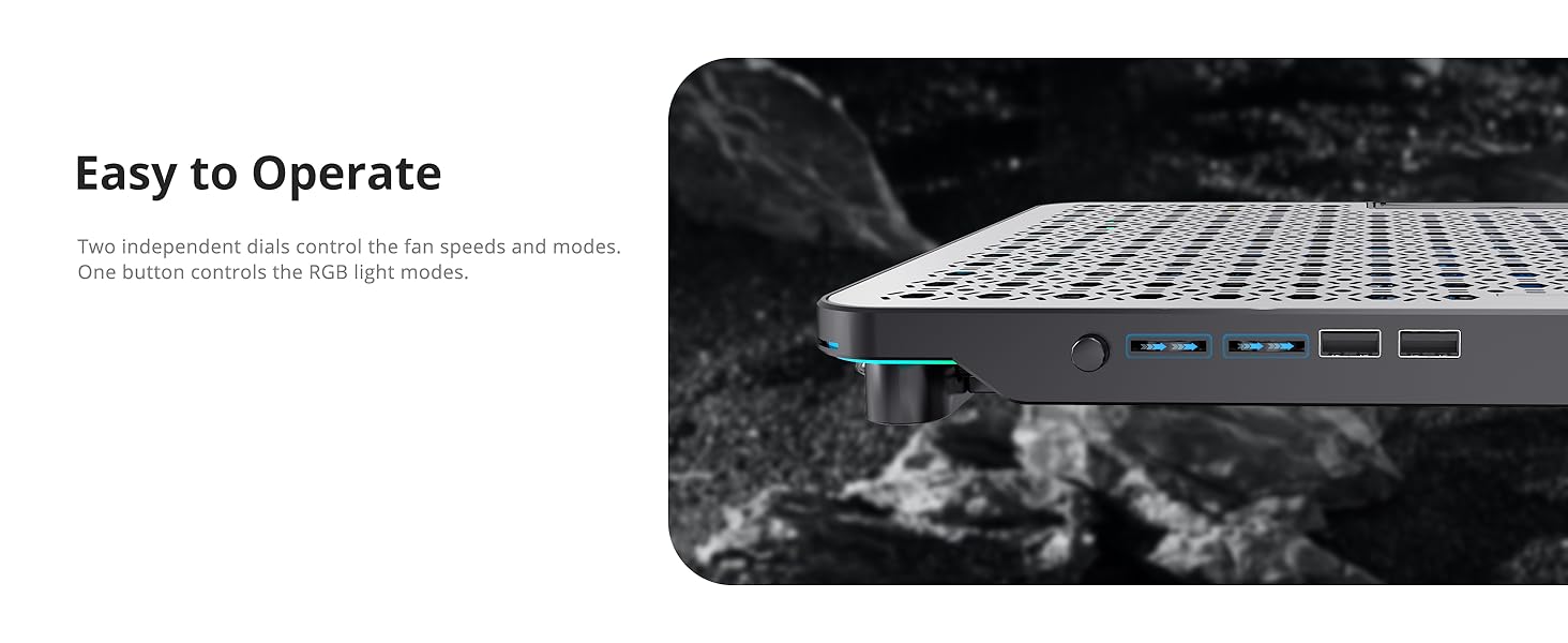 4 Modes RGB Light, 7 Height & Adjust Speed, 2 USB Port & Phone Holder