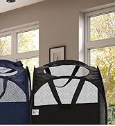 AQQA 9 Pcs Mesh Popup Laundry Hamper Set, Black/White/Blue, Durable Handles, Foldable, Sturdy Mes...