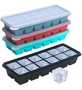 4-Pack Silicone Ice Cube Trays with Lid, Easy Release Ice Cube Molds, Reusable and Stackable Ice ...
