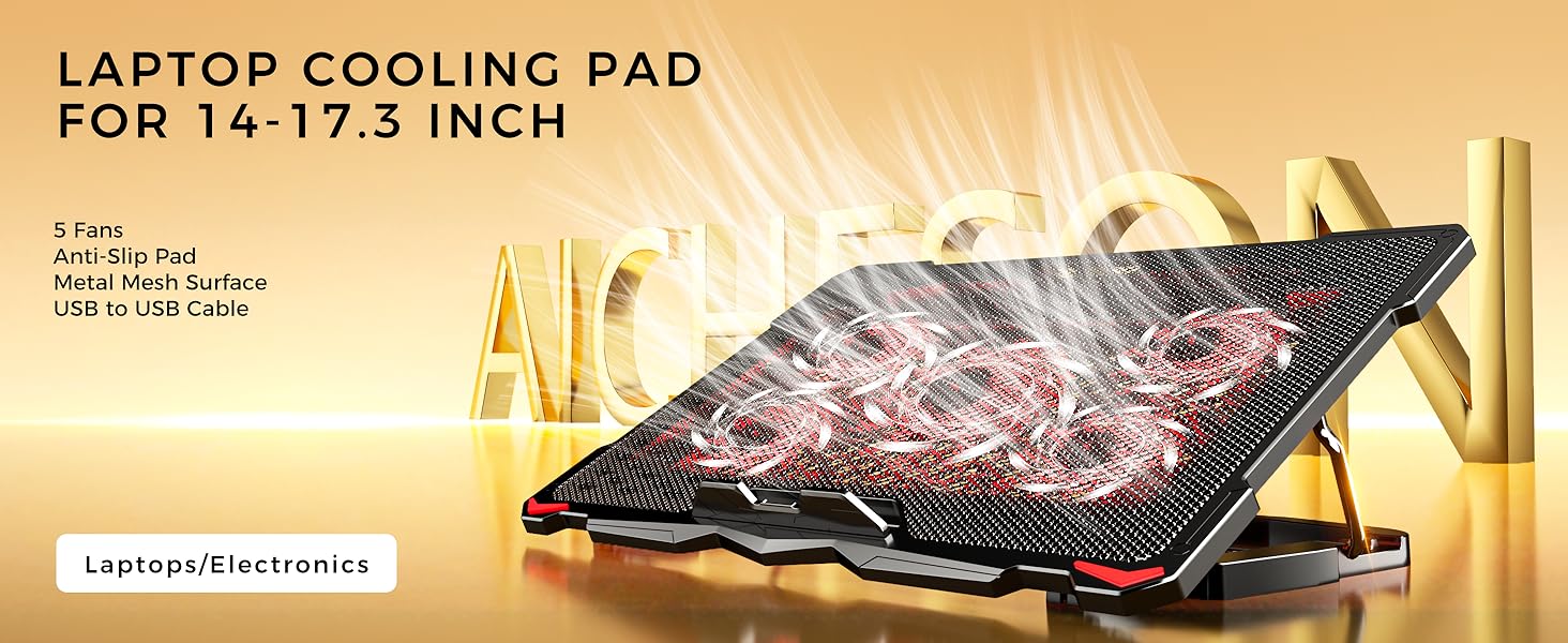 AICHESON laptop cooling pad laptop fan cooling pad laptop fan with 5 cooling fans