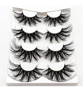 Losha 25mm Lashes Big Fluffy False Eyelashes 3D Dramatic Long Volume Faux Mink Lashes Pack 4 Pairs