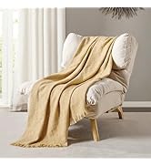 BOURINA Faux Cashmere Fringe Throw Blanket Decorative Lightweight Throw Soft Cozy for Bed or Sofa...