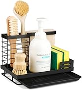 Sinnsally Sponge Holder for Kitchen Sink Caddy,Sink Organizer Rack with Dish Brush Holder &amp; Drain...
