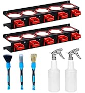 YCWF Spray Bottle Rack (2 PCS), Storage Organizer for Car Detailing Tools, Wall Mount, 5 Compartm...