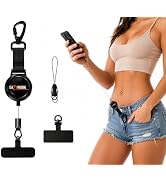 EAZYWORK Retractable Phone Tether with Locking Carabiner &amp; metal 360° Anti-Theft Phone Lanyard, 2...