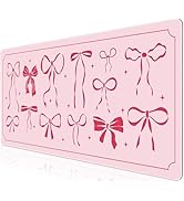 L-SPOUTTO Pink Bow Desk Mat for Keyboard and Mouse,Cute Girly XXL Large Mouse Pad,35.4x15.7in Non...