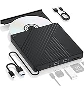 Ultra-Portable 5-in-1 External Blu-ray Drive: USB 3.0 &amp; USB-C DVD/CD Burner, BD Reader with Dual ...