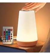 Klzdejc Night Light, Touch Bedside Table Lamp, Remote Control Dimmable Desk Lamp with RGB Color C...