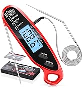 Vuwwey Instant Read Meat Thermometer Digital for Cooking with Dual Probe, Big Backlit &amp; Calibrati...