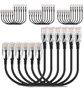 Qiuean Patch Cables Cat6a 0.5ft (24 Pack) Slim, Cat6a Patch Cable 10G Pure Bare Copper Snagless R...