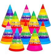 24 Pcs Birthday Party Hats, Colorful Party Cone Hats Birthday Paper Hats Art Craft Caps Rainbow P...