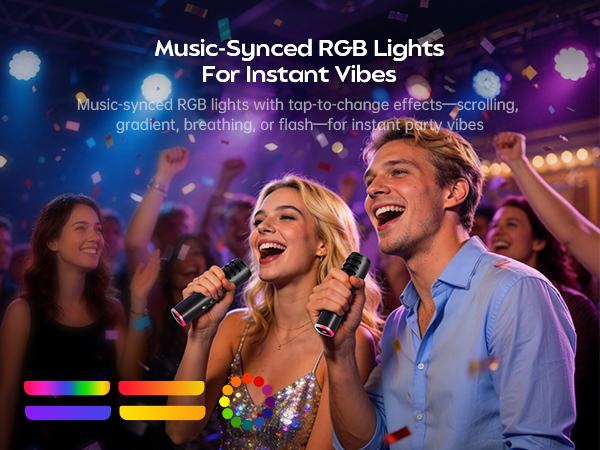 Karaoke Machine for Kids and Adults, Portable Karaoke Machine with 2 Wireless Microphones