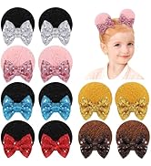 12Pcs Baby Girl Clips Mouse Ears Clips Bows with Sequin Polka Dot Bow Baby Hair Clips Bows for Girls