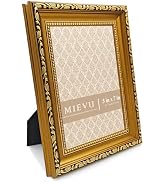 MIEVU 5x7 Picture Frame Gold - Pack of 1 Vintage Picture Frames And Tabletop Display, Ornate Phot...