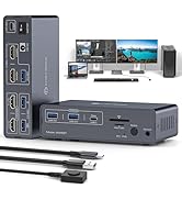 JCYMELE USB C Docking Station HDMI KVM Switch 2 Monitors 2 Computers 4K@60Hz EDID KVM Switches Du...