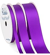 Ribbli 3 Rolls Purple Satin Ribbon Double Faced,Total 30 Yards,(1/4 Inch x 10-Yard,5/8 Inch x 10-...