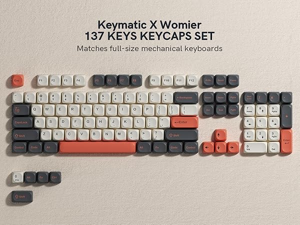 Keymatic PBT Keycaps Set-Gray Orange