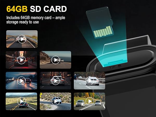 dash cam with SD card, dash cam with 64GB SD card, always recording dash cam