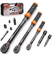 3Pack Torque Wrench Set, 1/4", 3/8", 1/2" Drive Click Torque Wrench Extra with Extension Bars &amp; A...