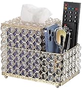 Sumnacon Square Crystal Tissue Box Cover -Sparkling Cube Tissue Box with Side Organizer,Decorativ...