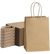 SHOPDAY Brown Paper Gift Bgas, Small Kraft Paper Bags with Handles Bulk 5.25x3.75x8 100 Pack, Rec...