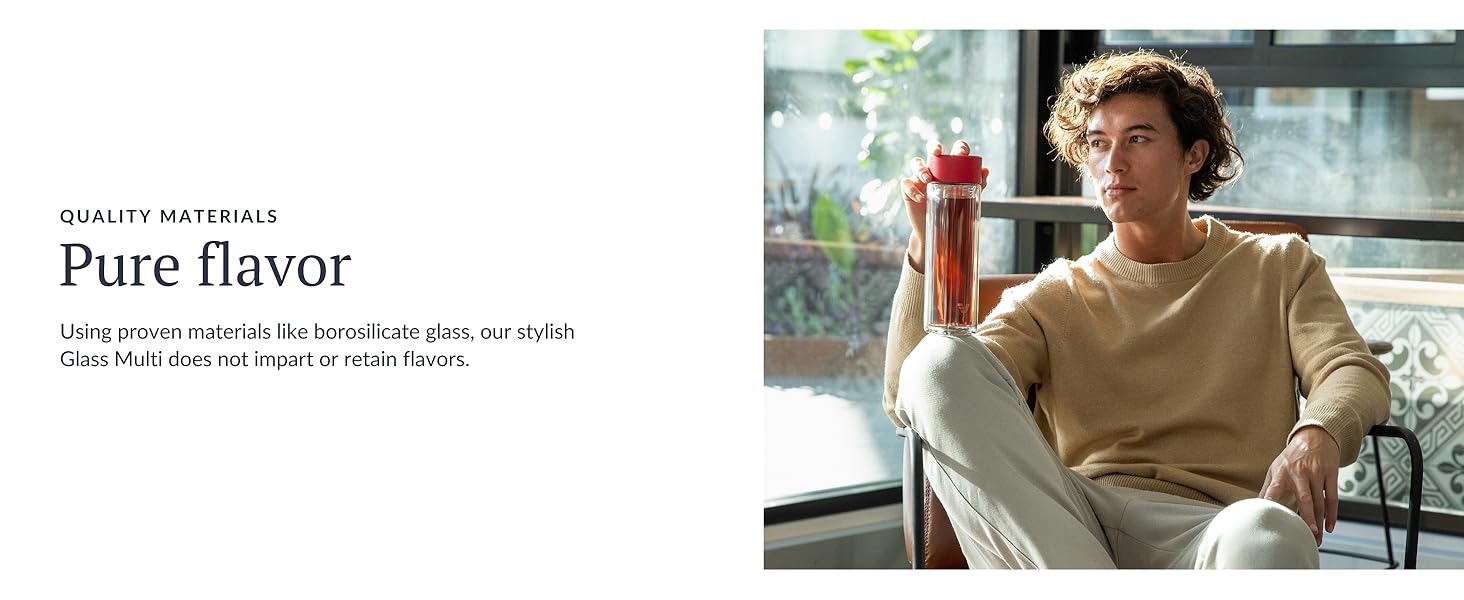 ever vessel glass multi tea flask and water bottle borosilicate glass tastes better