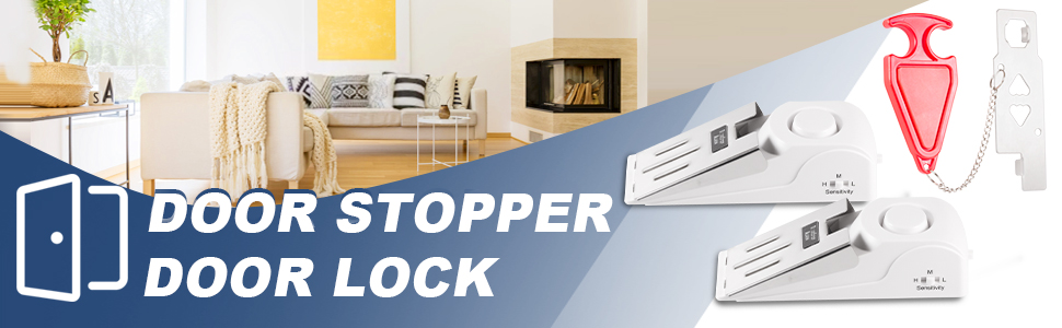 Upgraded Door Stop Alarm with Door Lock 120dB Travel Door Stopper Door Wedge Alarm
