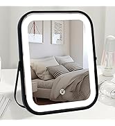 YEKKOPT Lighted Vanity Mirror, Rechargeable Travel Makeup Mirror with Lights, 10''x8'' Desk Mirro...