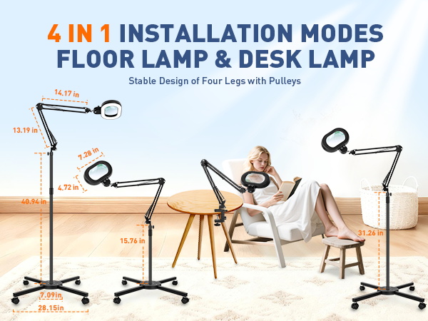 magnifying floor lamp magnifying desk light magnifying light with stand reading lamps floor standing