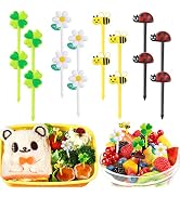 AIERSA Food Picks for Kids Bento Box, 16Pcs Reusable Bees, Daisy, Four Leaf Clover, Ladybug Food ...