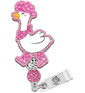 Cowgirl Goose Badge Reel Retractable - Pink Cute Goose Nurse Badge Reel with Alligator Clip Beads...
