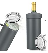 Wine Bottle Chiller w/Handle | Portable Rapid Cooling Champagne Insulator | Stainless Steel Wine ...
