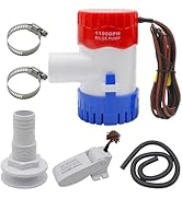 YQMIGU Island Otter Beach 1100 GPH Bilge Pump 12V,Small Size, With Float Switch,1-1/8 Inch Bilge ...