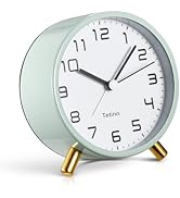 Analog Alarm Clocks,Retro Metal Desk Silent Non Ticking Small Clock with Night Light,Battery Oper...
