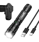 FandyFire Rechargeable Police Flashlight with Holster-1000 High Lumen LED Tactical Flashlights fo...
