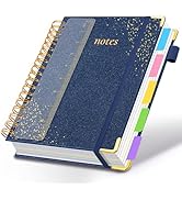 HDhuiun Hardcover Spiral Notebook with Removable Dividers &amp; Tabs, 8"x10" 5 Subject Notebooks for ...