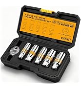 ELEAD 6-Piece 3/8" Drive Spark Plug Socket Set with Spark Plug Gapper, SAE &amp; Metric, 5/8", 3/4", ...