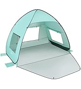 TOBTOS UPF 50+ Pop Up Beach Tent, Easy Set Up Beach Umbrella, Sun Shelter for 2-3 People UV Prote...