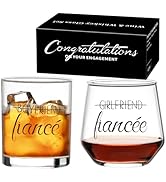 Baalaka Engagement Gifts for Couples, Engagement Wine Glasses and Whiskey Glasses, Engagement Dec...