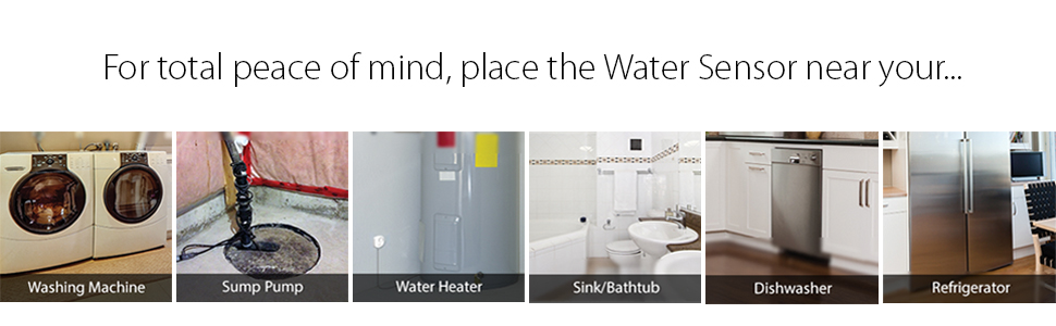 washing machine, sump pump, water heater, kitchen sink, bathtub, dishwasher, refrigerator