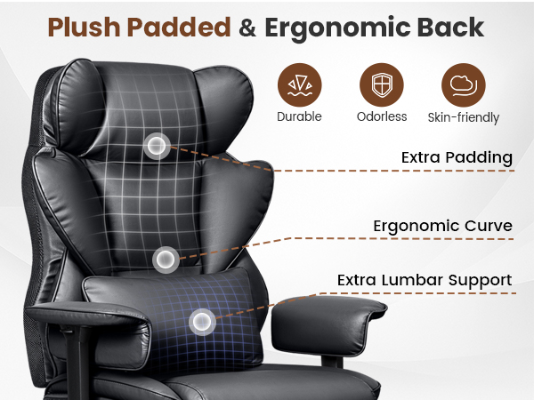 Executive Chair with High Back &amp;amp;amp;amp; Footrest, Ergonomic Wide Padded Seat Computer Gaming